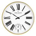 Daniel Hechter Paris Meuse Collection Wall Clock, Silent Sweep Non-Ticking, Temperature Display, 12 inch(30cm) White Dial, Gold Metal Frame, Modern Decorative Clock for Home & Office - DHCL1003