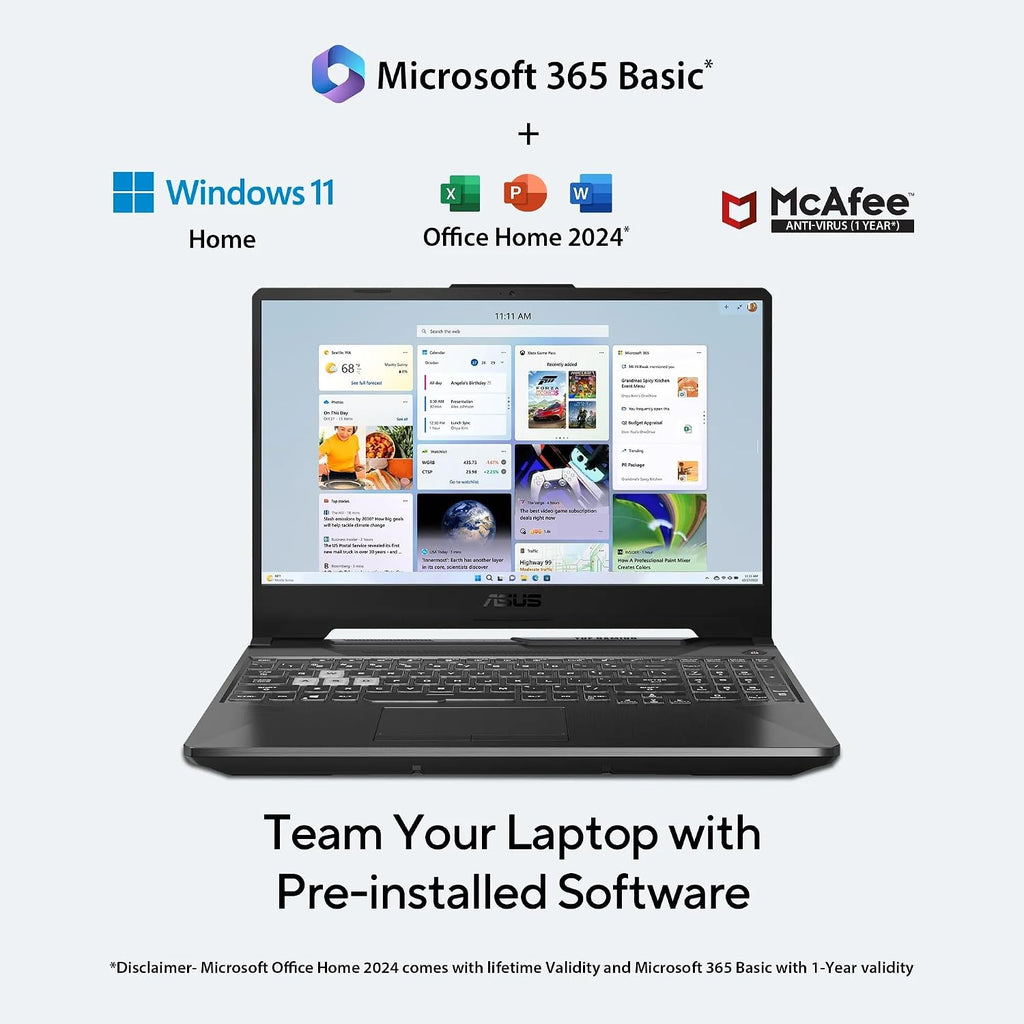 ASUS TUF A15 (2026), AMD Ryzen 7 170,RTX 3050-4GB,16GB RAM (Upgradeable),512GB SSD,FHD, 15.6"(39.6 cm),Windows 11,M365 Basic(1 Year),Office 2024, Graphite Black, 2.3 Kg, FA506NCQ-HN007WS,Gaming Laptop