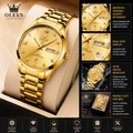OLEVS Men's Luxury Gold Quartz Watch – Stainless Steel Business Analog Wristwatch