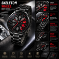 GOLDENIZE FASHION Branded Men's Sport Quartz Watch Car Wheel Multicolour Dial Wheel Dial 360 Rotating Casual Fashion Stainless Steel Alloy Mens &Boy's Luxury Metal Gift Creative Watch