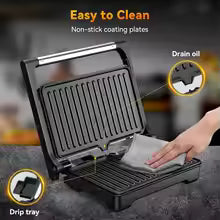 Panini Grill Press, 1200 W Sandwich Maker, Fits 2 Slices of Bread, 180-Degree Opening, Easy to Clean,Versatile Use