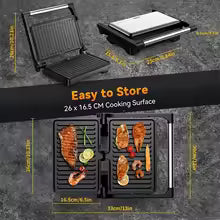Panini Grill Press, 1200 W Sandwich Maker, Fits 2 Slices of Bread, 180-Degree Opening, Easy to Clean,Versatile Use